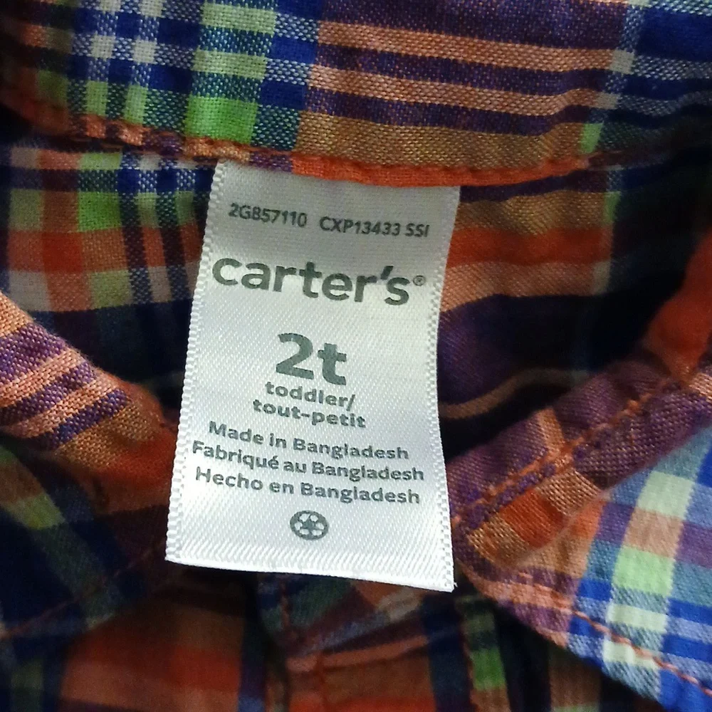Boys ButtonDown Long Sleeve Shirts Size 2T(4) & 12-18M(1)‎ & 18M(1) Bundle of 6